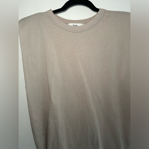 The Frankie Shop Eva Padded Shoulder Muscle T-Shirt in Taupe - Picture 2 of 3